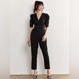 NWT New York & Co. Lena Elegant Black Puff Sleeve Jumpsuit